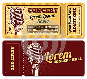 Event or concert ticket admission entry vector template