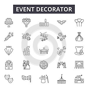 Event decorator line icons, signs, vector set, outline illustration concept