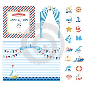 Event elements Marine nautical wedding invitation