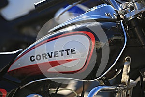 Chopper CORVETTE 1100cc. Fuel tank with name close-up