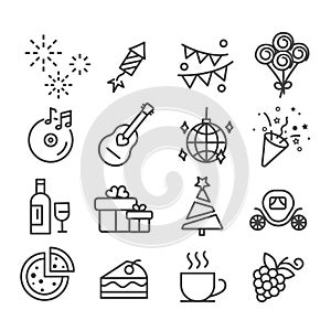 Event and holiday, party concept icon set isolated. Modern minimal outline