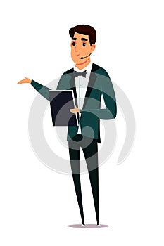 Event host flat vector illustration