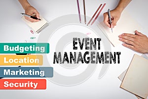 Event management, business concept. The meeting at the white office table