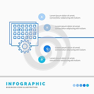 Event, management, processing, schedule, timing Infographics Template for Website and Presentation. Line Blue icon infographic