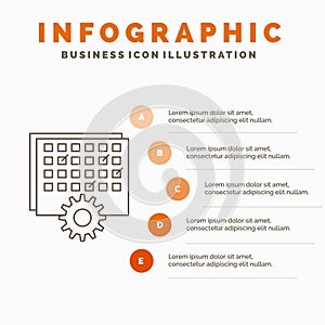 Event, management, processing, schedule, timing Infographics Template for Website and Presentation. Line Gray icon with Orange