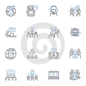 Event planners line icons collection. Organizers, Coordinators, Planners, Managers, Designers, Hosts, Facilitators