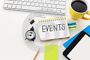 Event planning with computer work desk