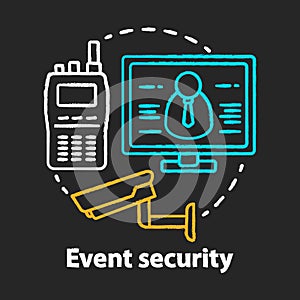 Event security chalk concept icon. Video surveillance and professional monitoring system idea. CCTV. Safety, high