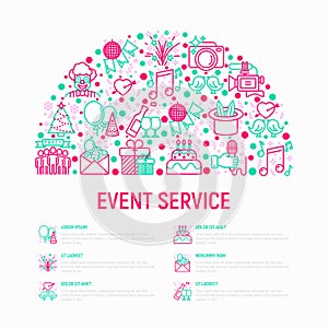 Event services concept in half circle