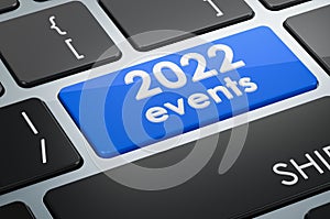 2022 events button on keyboard, 3D rendering