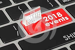2018 events concept on the keyboard, 3D rendering