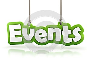 Events green word text on white background