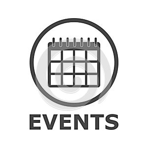 Events icon calendar icon, simple vector icon