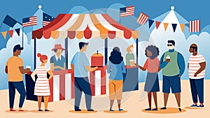 In between events spectators mingle in the patrioticthemed vendor area browsing through booths selling patriotic