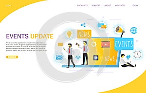 Events update landing page website vector template