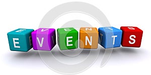 Events word block on white