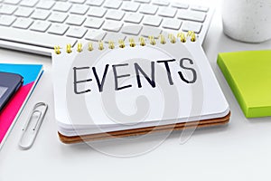 Events word on notebook
