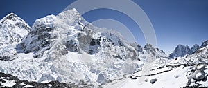 Everest base camp area and view on Nuptse