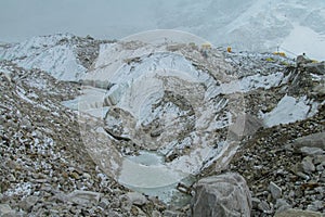 Everest base camp, EBC on Khumbu glacier Nepal