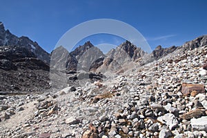 Everest base camp trekking Nepal scenics view of Himalaya mountain range at Renjo la pass