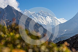 Everest and Lhotse mountain peak, Namche Bazaar, Nepal