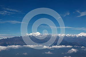 Everest mount landscape viewed from aircraft window