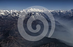 Everest Peak and Himalaya Everest mountain range panorama