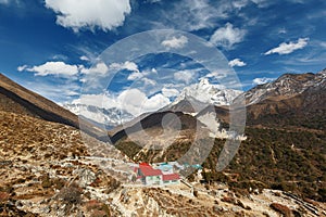 Everest trekking. Pangboche or Panboche is a village in Khumjung. Nepal photo