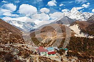 Everest trekking. Pangboche or Panboche is a village in Khumjung. photo