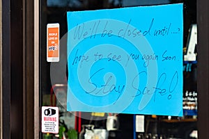 Closed Downtown Business closed due to state mandated social distancing order