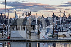 Public waterfront dock at Sunset