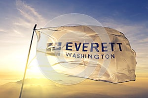 Everett of Washington of United States flag waving on the top