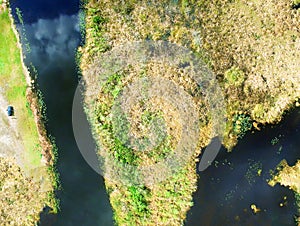 Everglades, Florida. Aerial overhead view of earth surface