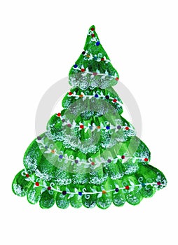 Evergreen Christmas Tree Watercolor