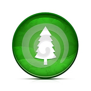 Evergreen conifer pine tree Help icon on classy splash green round button illustration