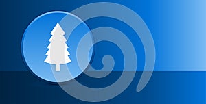 Evergreen conifer pine tree icon glassy modern blue button abstract background