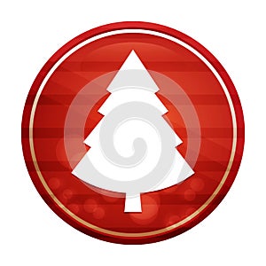 Evergreen conifer pine tree icon realistic diagonal motion red round button illustration