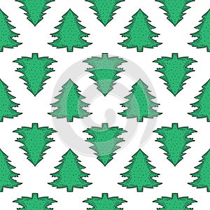 Evergreen pine tree. Vector concept in doodle and sketch style. Hand drawn illustration for printing on T-shirts, postcards