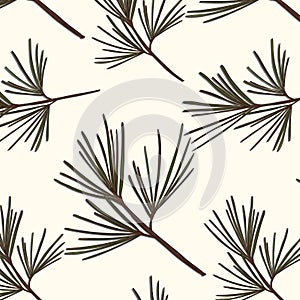 Evergreen tree pattern. Vintage New year vector texture. Forest seasonal Christmas cover background. Botany winter holidays surfac photo