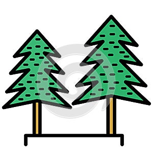 Evergreen Trees Isolated Vector Icon that can be easily modified or edit