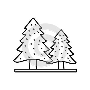 Evergreen trees Line Style vector icon which can easily modify or edit
