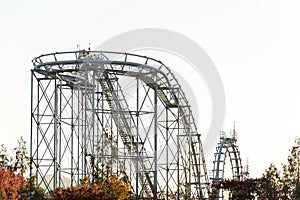 EVERLAND, YONGIN, SOUTH KOREA - 31 Oct 2015 :The wooden structure railway of T-Express in Everland Yongin, South Korea