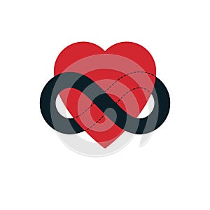 Everlasting Love concept, vector symbol created with infinity lo