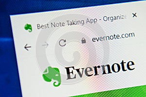 Evernote.com Web Site. Selective focus.