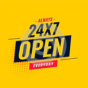 everyday 24 hour and 7 days open service yellow template design