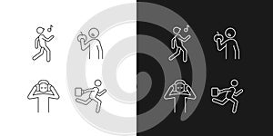 Everyday activities linear icons set for dark and light mode
