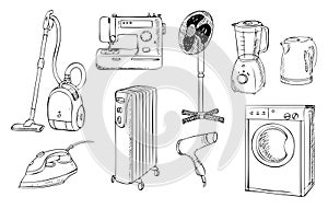 Everyday household appliances set photo