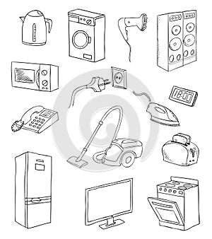 Everyday household appliances set photo