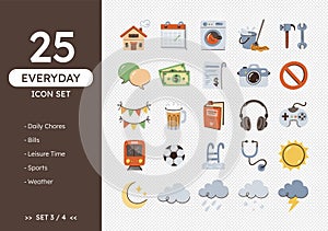 Everyday Icon Collection. Routines, weather forecast, hobbies...