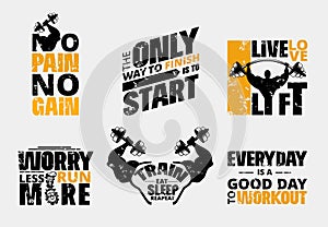 Everyday no pain no gain workout poster set